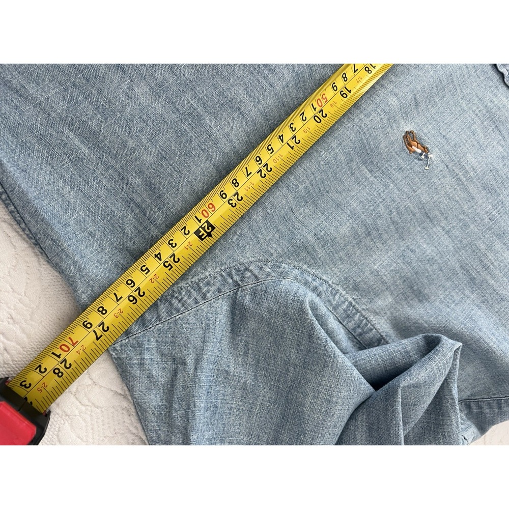 Ralph Lauren Chambray Shirt Mens XL Classic Fit Blue Button Down Pony Cotton - Picture 5 of 8